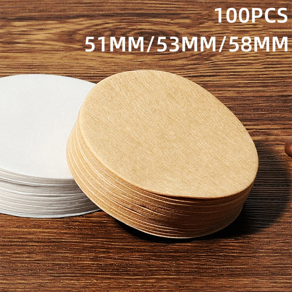 100Pcs Coffee Powder Bowl Filters 51/53/58mm For Espresso Maker White Brown Raw Wood Pulp Coffee Filter Paper Coffee Tools