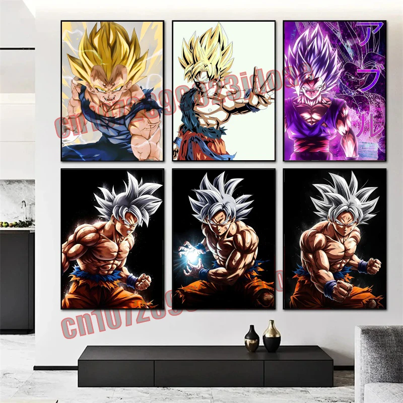 

Classic Anime Dragon Ball Characters Goku Vegeta Buu Frieza HD Poster Frameless Canvas Painting Home Jewelry Children's Gifts