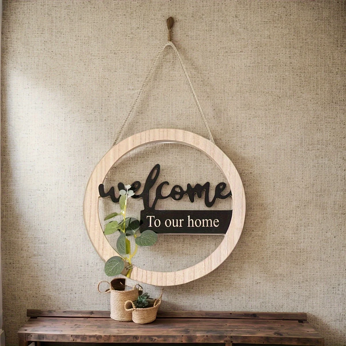 Rustic Farmhouse “Home” Wooden Hanging Sign 3