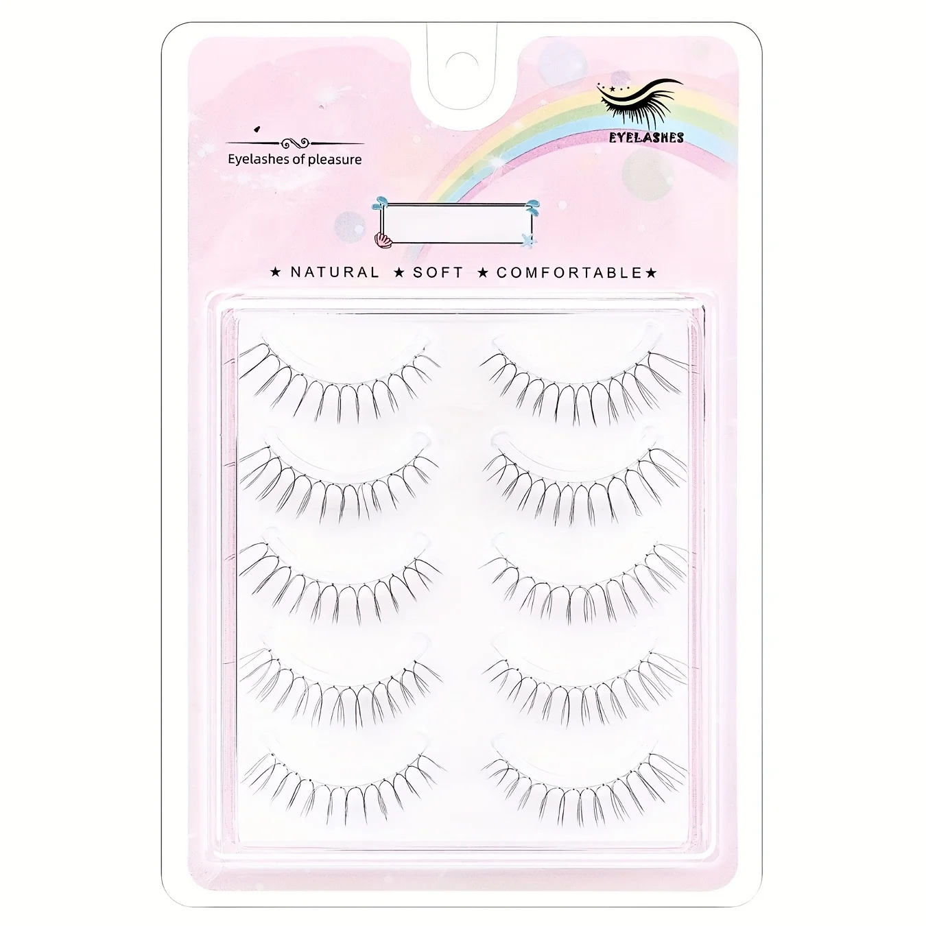 5 Pairs C curl U Shape Natural-Looking Reusable False Eyelashes, Natural Long And Thin False Eyelashes,Suitable For Light Makeup