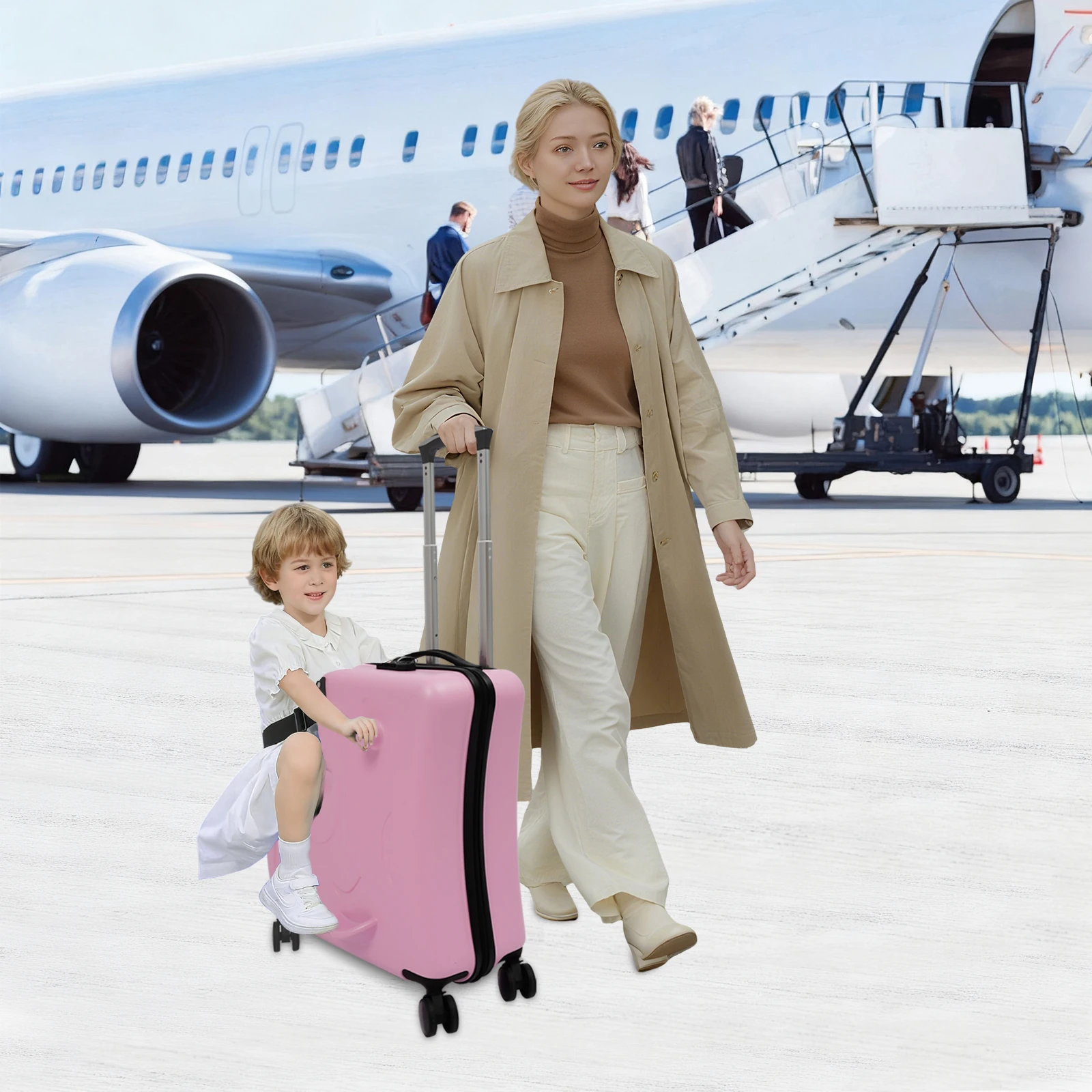 Valigia da viaggio per bambini da 20" con imbracatura di sicurezza, valigia con ruote, blocco password, valigia da trasporto per bambini