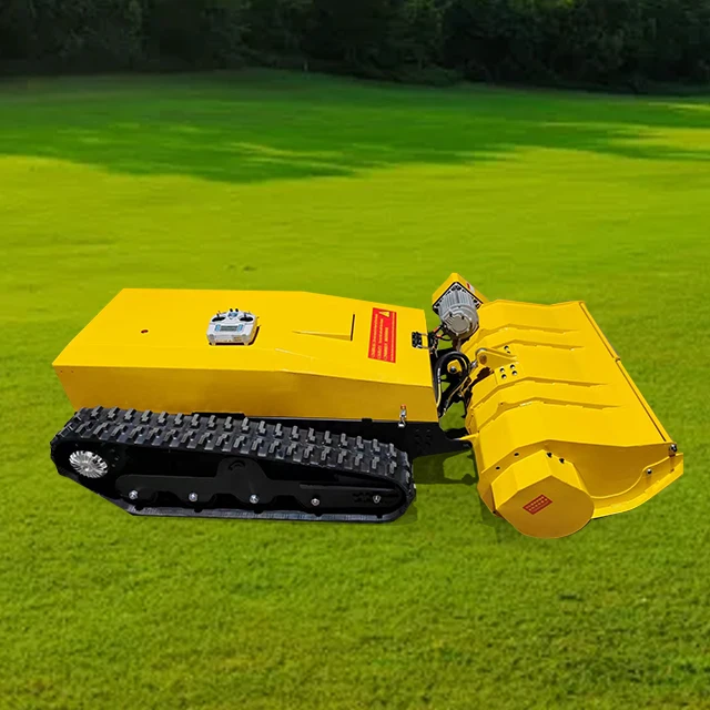 Electric Self-Propelled Robotic Lawn Mower 4-Stroke DIY Grade Agriculture Forestry Rubber Crawler Remote Control Flail Mowers