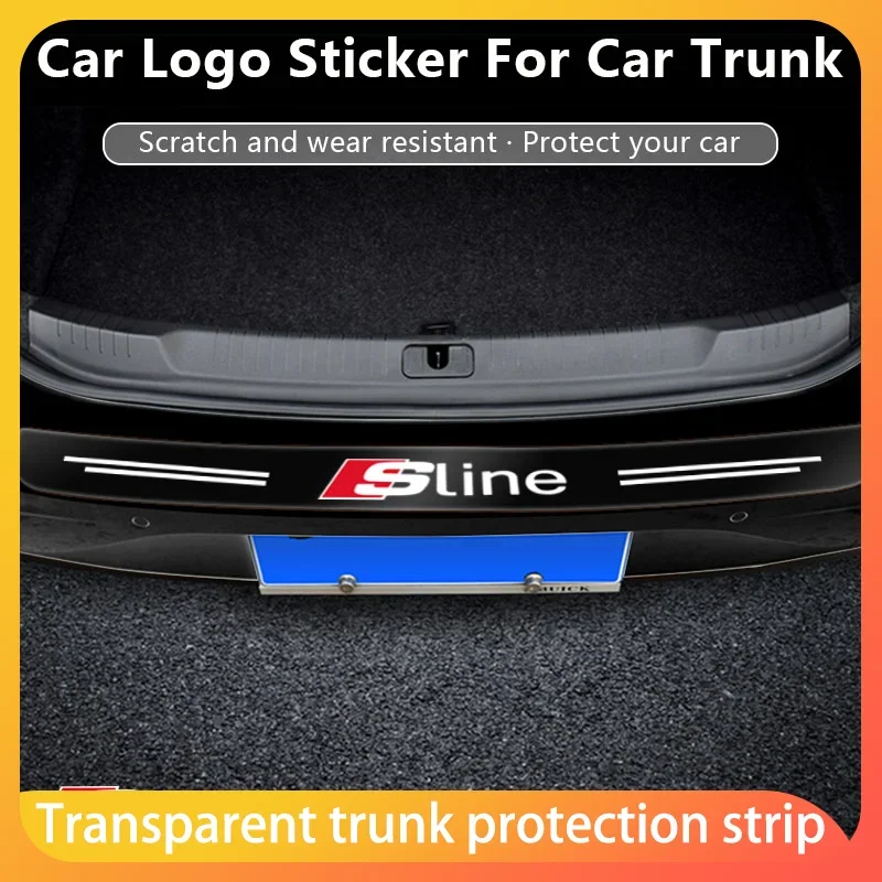 

Transparent trunk protection strip with scratch resistant personalized Car logo For Audi Sline TT Q2 Q3 Q5 Q7 A3 A4 A5 A6 A7 R8