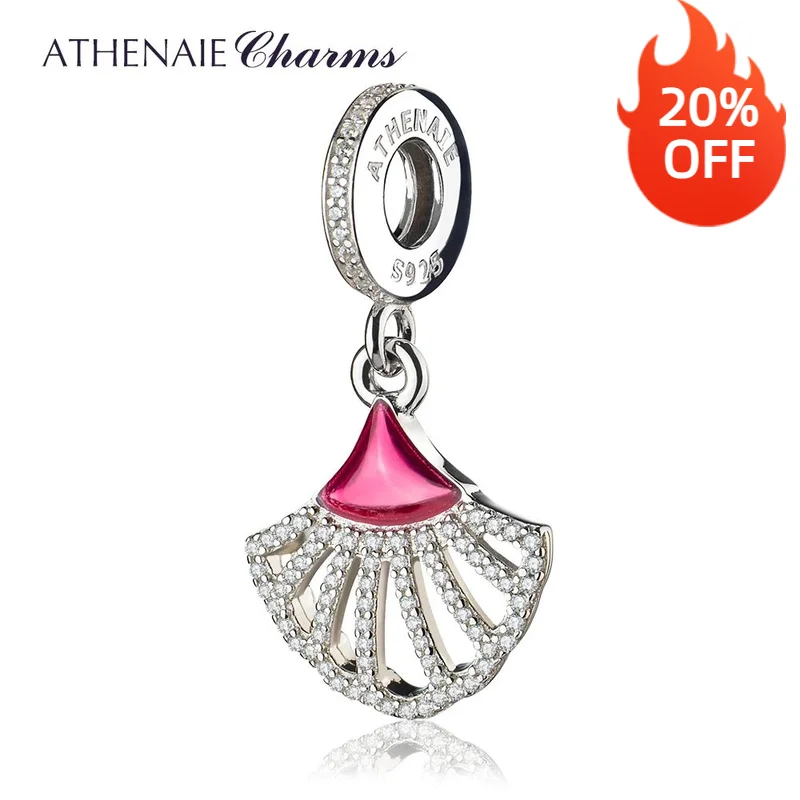 

ATHENAIE 925 Silver with Pave Clear CZ Dress Enamel Pendant Drops Charm Beads DIY Jewelry Gift for Birthday, Anniversary'Day