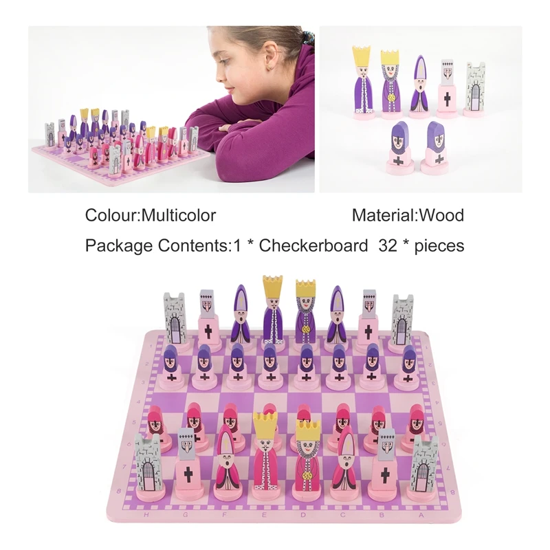 Travel Chess Set With Chess Board Educational Toys For Kids And Adults Pink