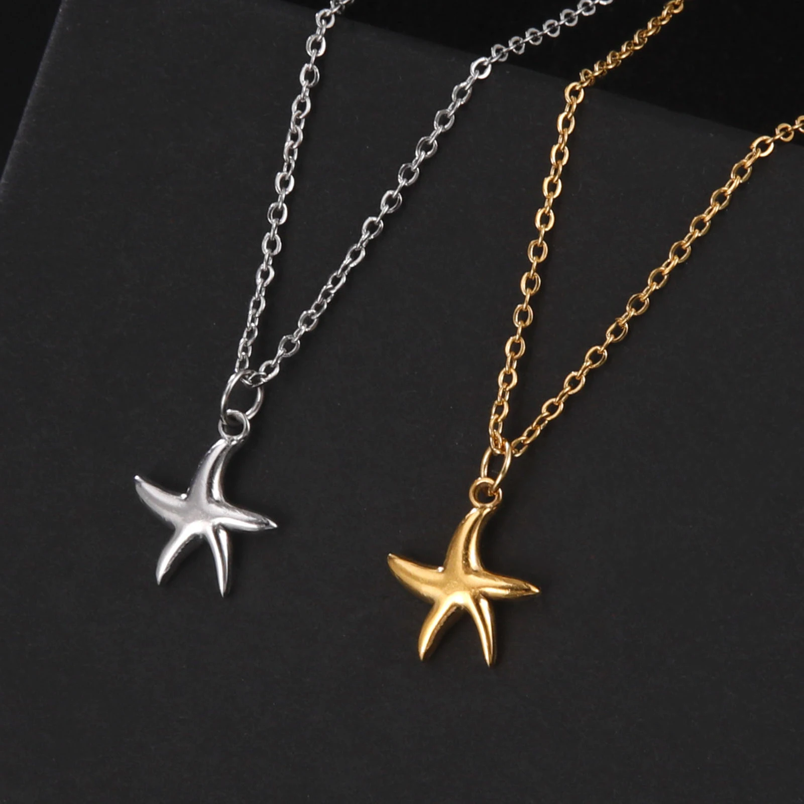 Lucktune Stainless Steel Big Starfish Pendant Necklace for Women Gold Color Seastar Choker Necklace Y2K Jewelry Valentine\'s Gift