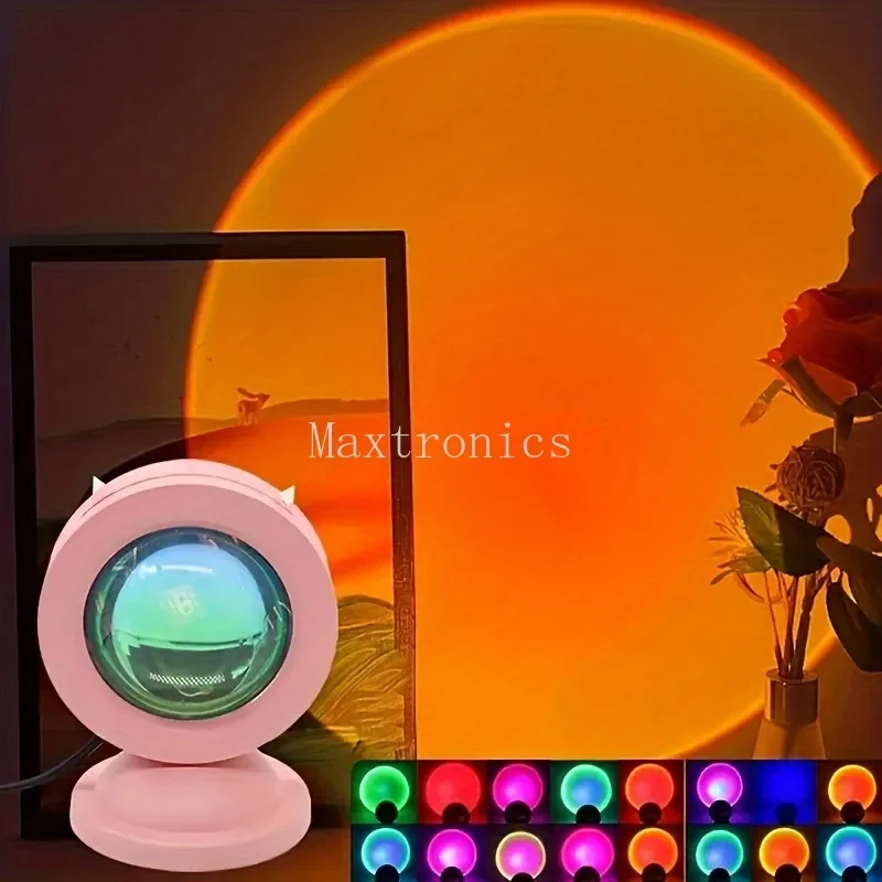 16Color LED Sunset Light Projection Light Night Light with Remote Control RGB Lighted Sunrise Lights for Holiday Atmosphere Lamp