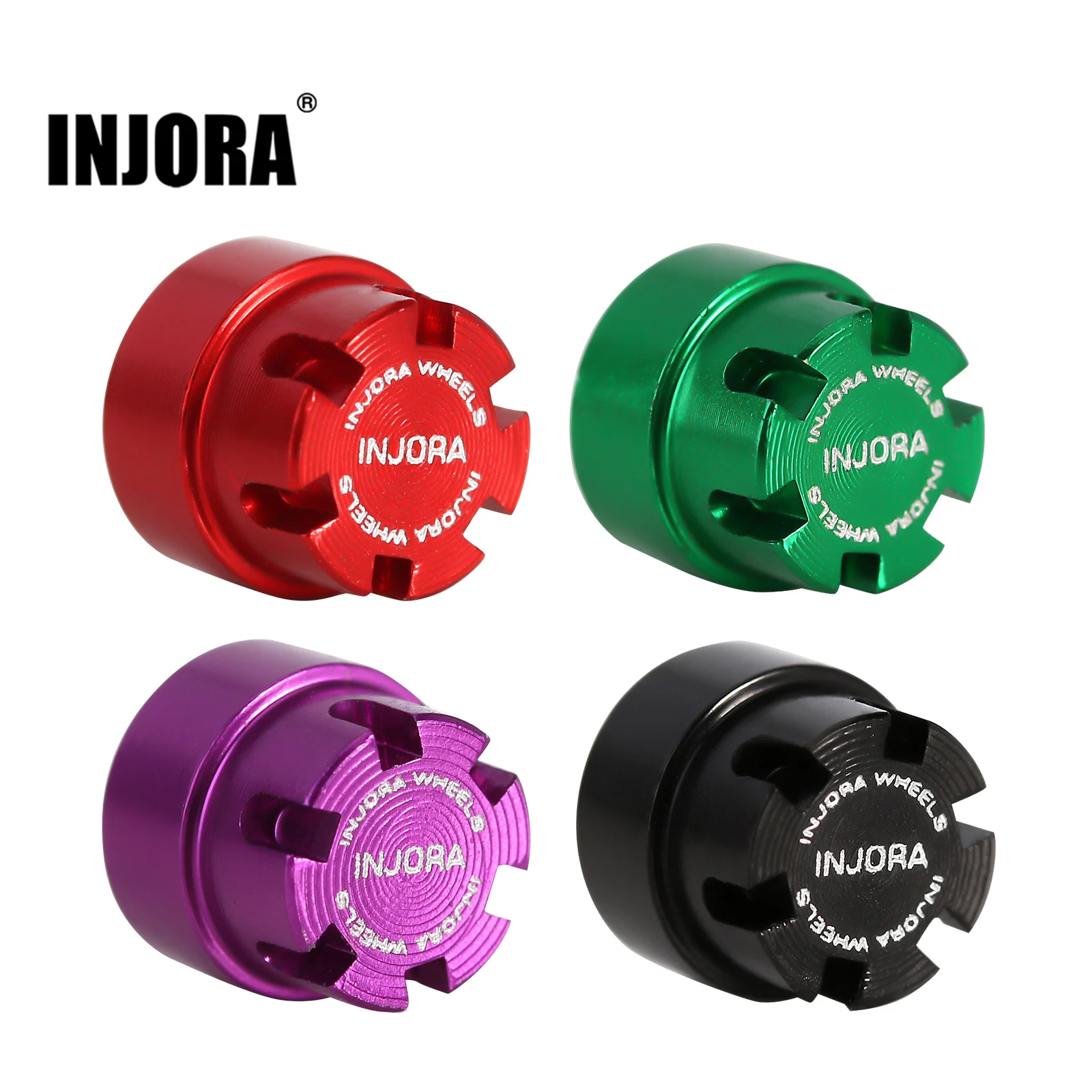 INJORA M2 Wheel Nuts Cap Locking Hubs CNC Aluminum Upgrade for RC Car Crawler Axial SCX24 Deadbolt Jeep Gladiator Ford Bronco