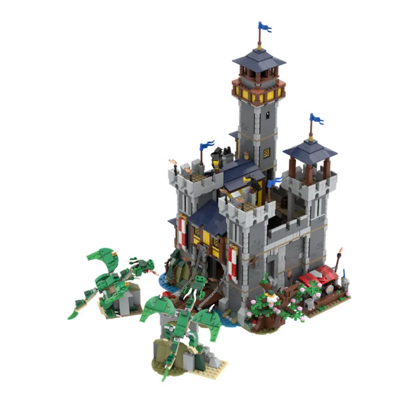 

2427PCS Fantasy Castles Dragon Attack Castle Model Detailed Moc Diy Building Blocks Birthday Toys Gift for Fantasy Enthusiasts