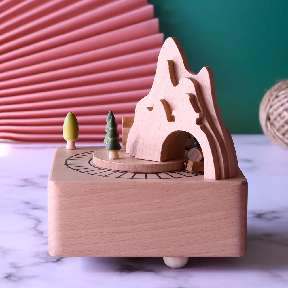 Alishan Little Train Music Box Handmade Wooden Clockwork Music Box Christmas Gift Holiday Birthday Gift