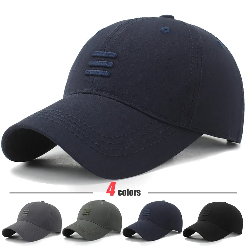 4 Colors New Fashion Soft Top Baseball Cap Outdoor Sport Casual Cotton Snapback Hats For Men and Women Three Bars Dad Hat Design