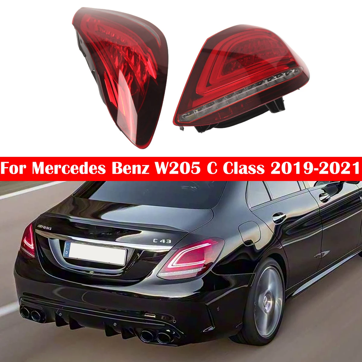 

Европейская версия, левый/правый задний фонарь автомобиля для Mercedes Benz W205 C Class C300 19-21, стоп-сигнал в сборе 2059067103 2059067203