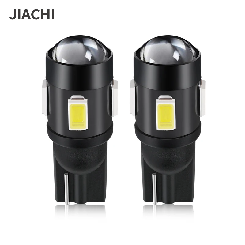 JIACHI 100PCS For W5W T10 Car Auto Led Bulb Light 194 168 2827 2825 5630chip 6smd Interior Read Park Lamp White 6500k DC12V Lens