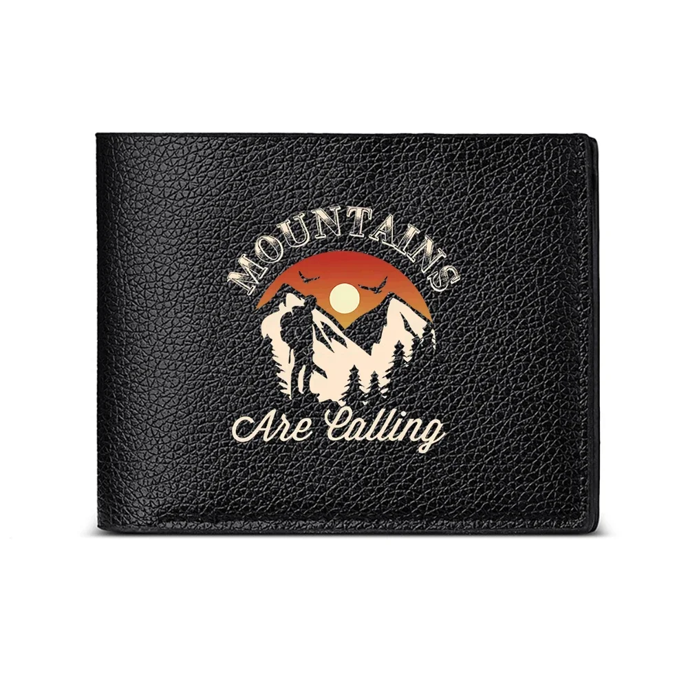 Mountains Are Calling Adventure Inspired Men's Wallet Card Holder Casual Business Fashion Print Design