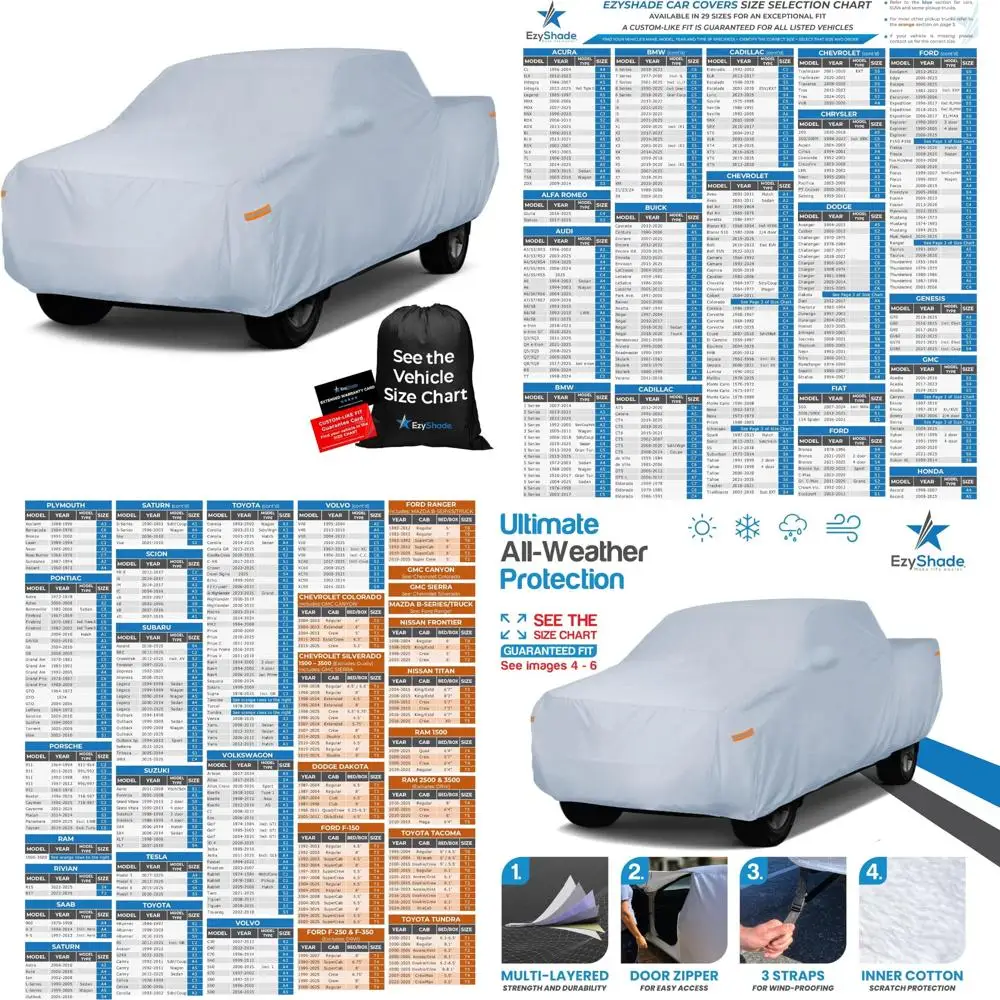 

Водонепроницаемый 10-слойный всепогодный чехол для грузовика для защиты на открытом воздухе — таблица размера для идеальной посадки — полное покрытие пикапа