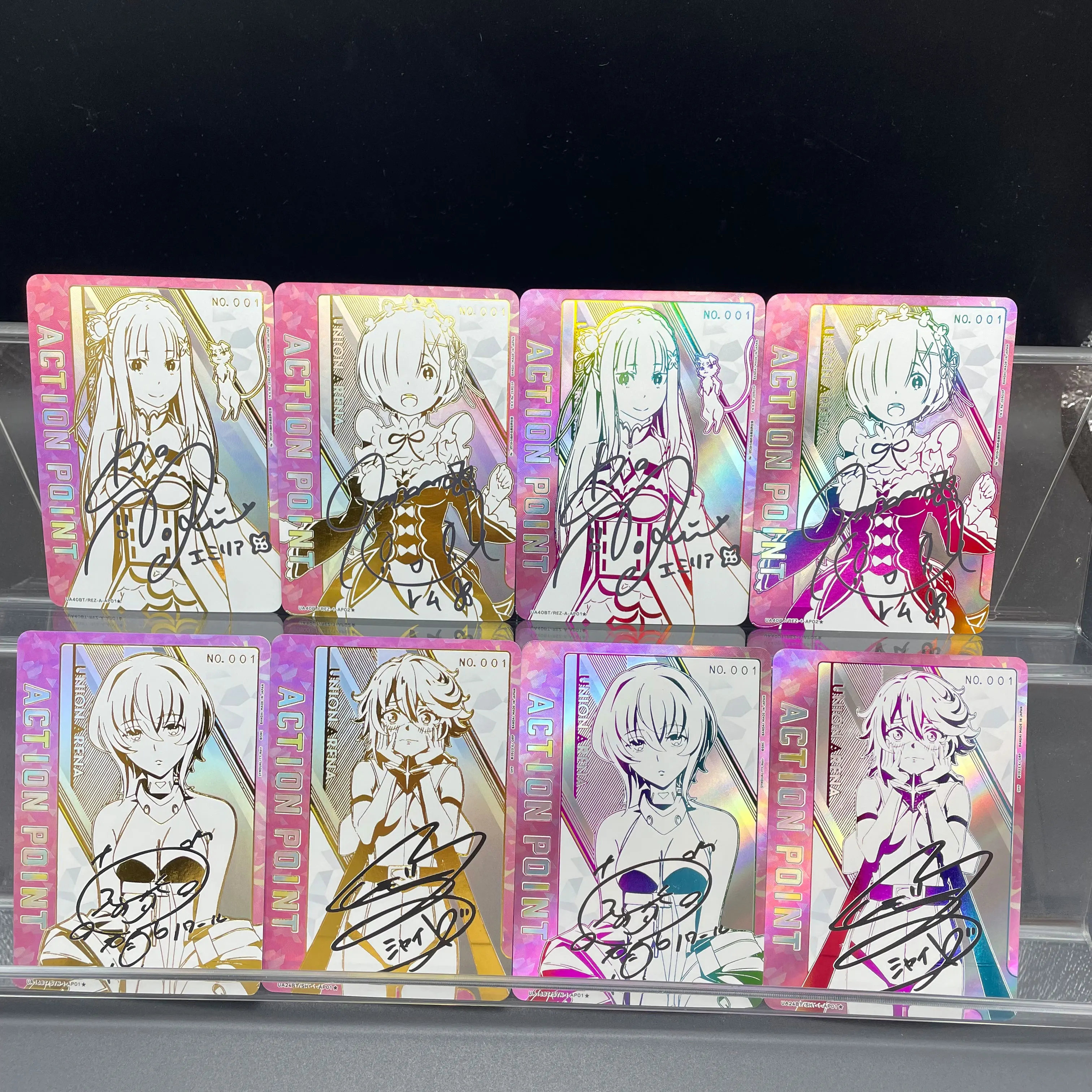 

Diy Anime Zero Starting Life In Another World Emilia Rem Aqua Textured Holographic Refraction Shine Self-Made Collection Card