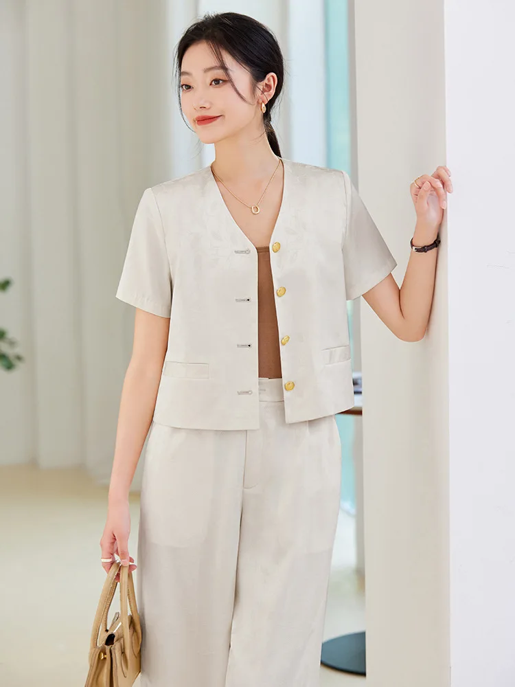 Style Suit2024New Popular Small Short Temperamental Top High-Grade Short Sleeve Jacket Women's Outer Wear