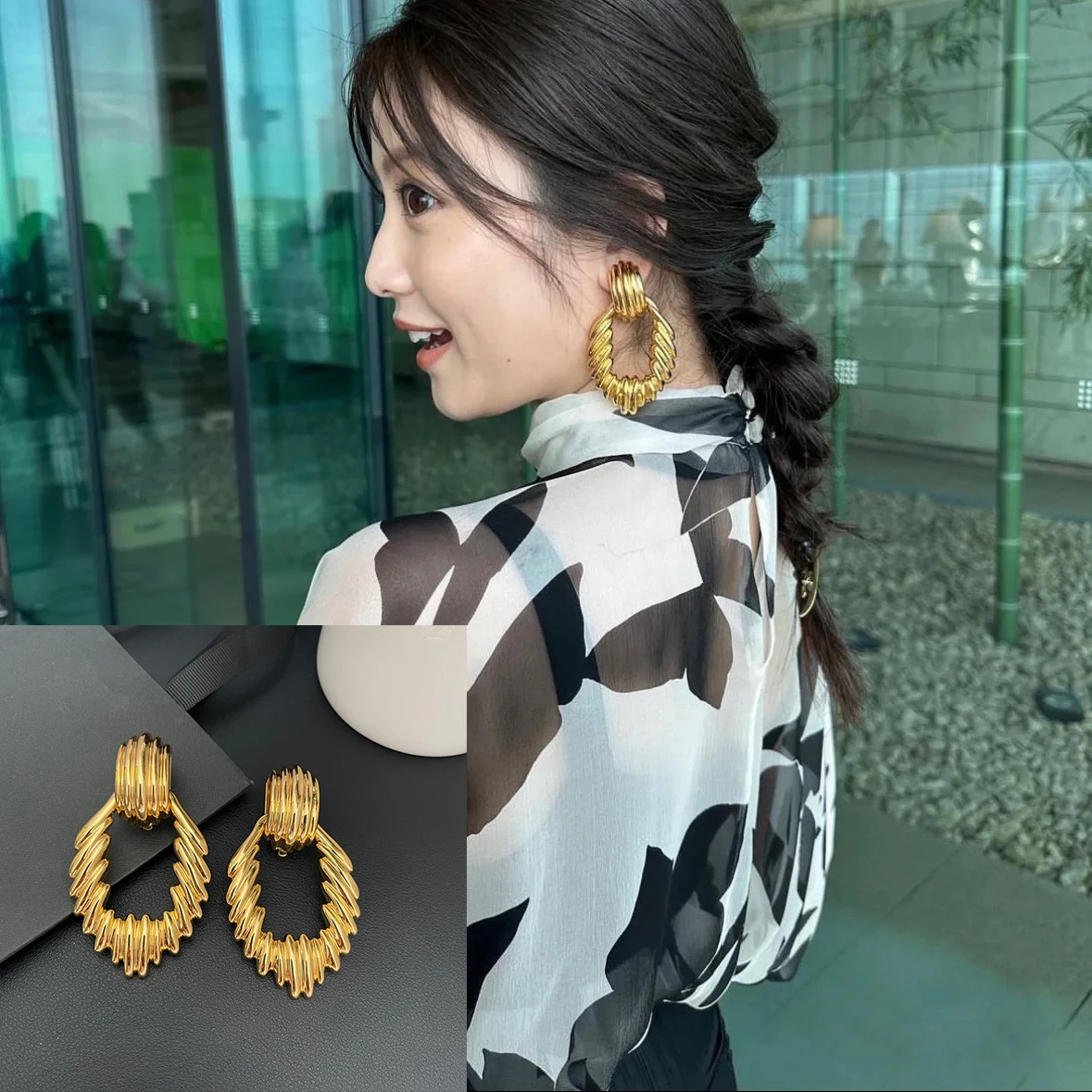 Europe America Designer Brand Gold Earrings Ear Clip Women Top Quality Luxury Jewelry Trend