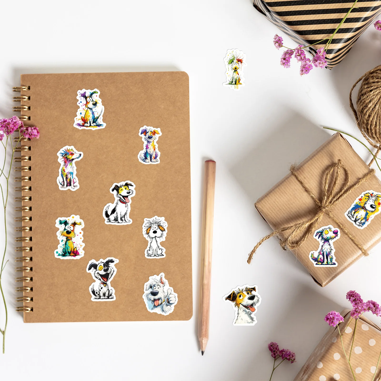 56PCS Creativity Animal Cartoon Stickers Cute Dog Hand Drawn Graffiti Decoration DIY Toys Laptop Guitar Bike Skateboard Decals