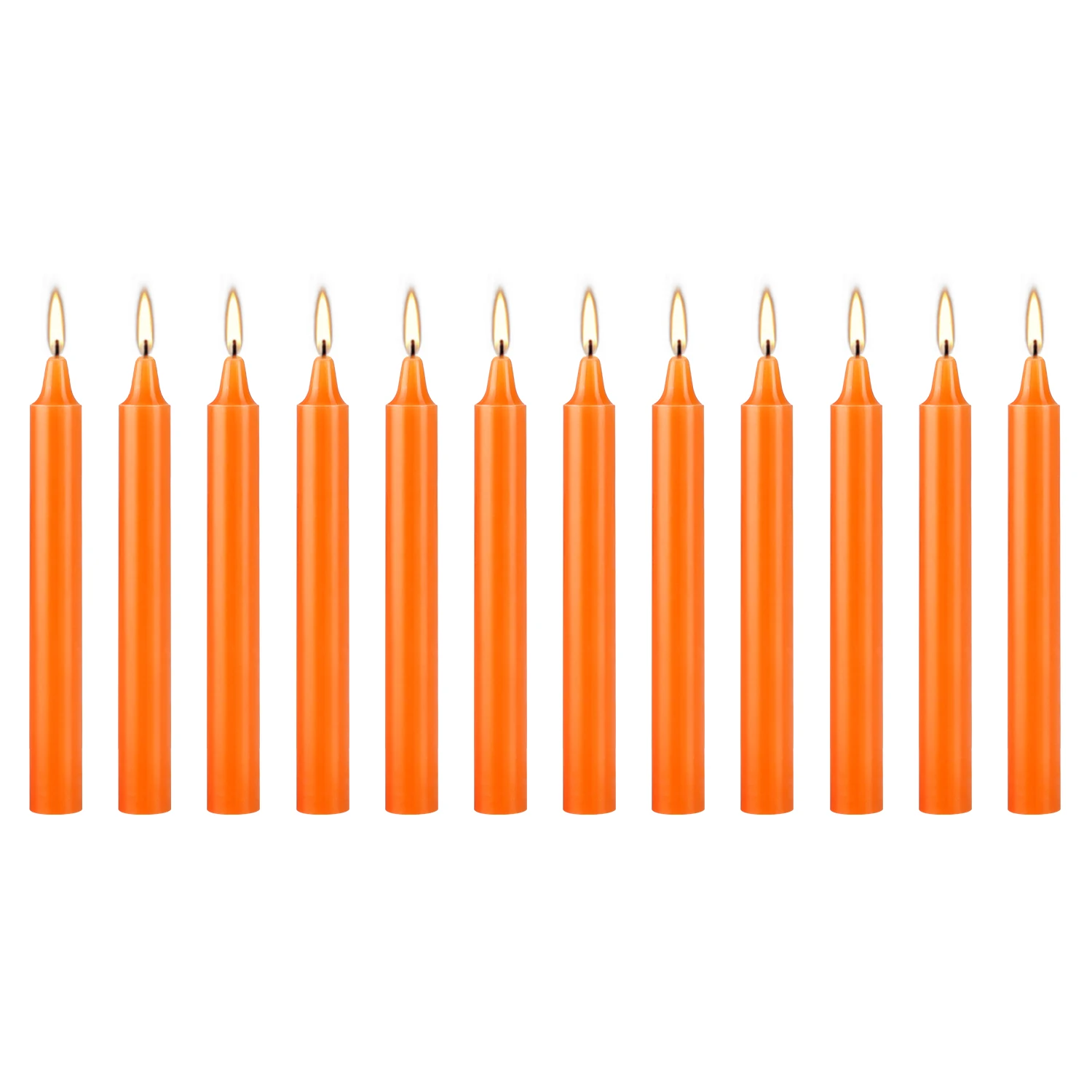 12 Pcs 3.9*0.4in, Orange Small Stick Candles, No Drip, No Smoke, No Fragrance, Household Dinner Candles, Hand-Poured