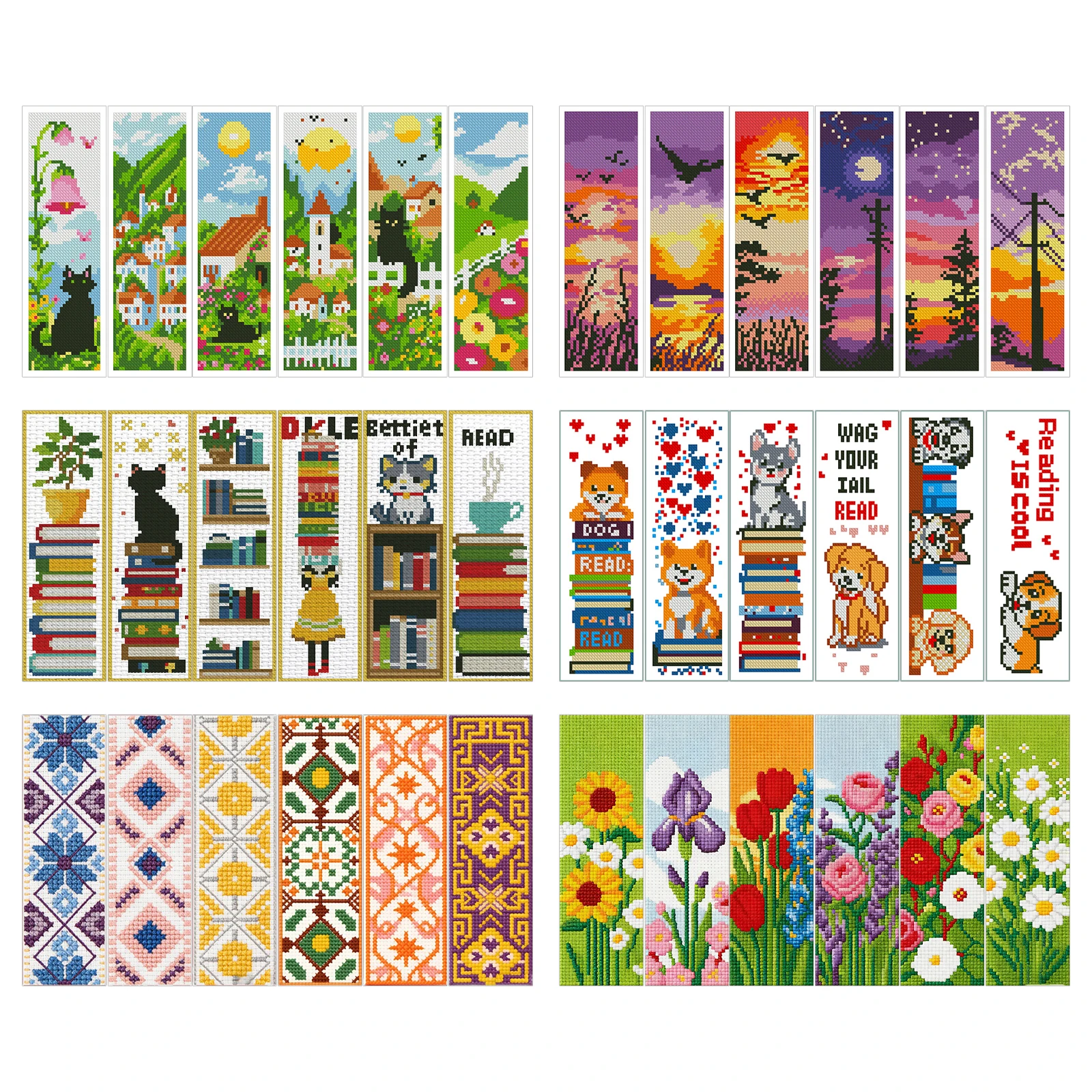 Cross Stitch Stamped Kits Beginners - 6 Pcs 11 CT DIY Stamped