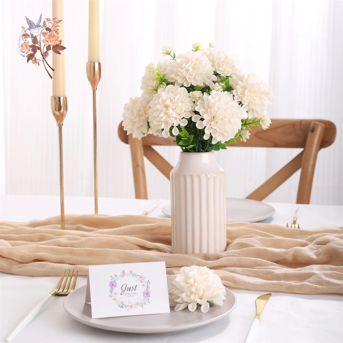 25Pcs Artificial Foam Dahlia Daisy Flowers with Stem DIY Wedding Bridal Bouquet Table Centerpieces Arrangement Party Decoration