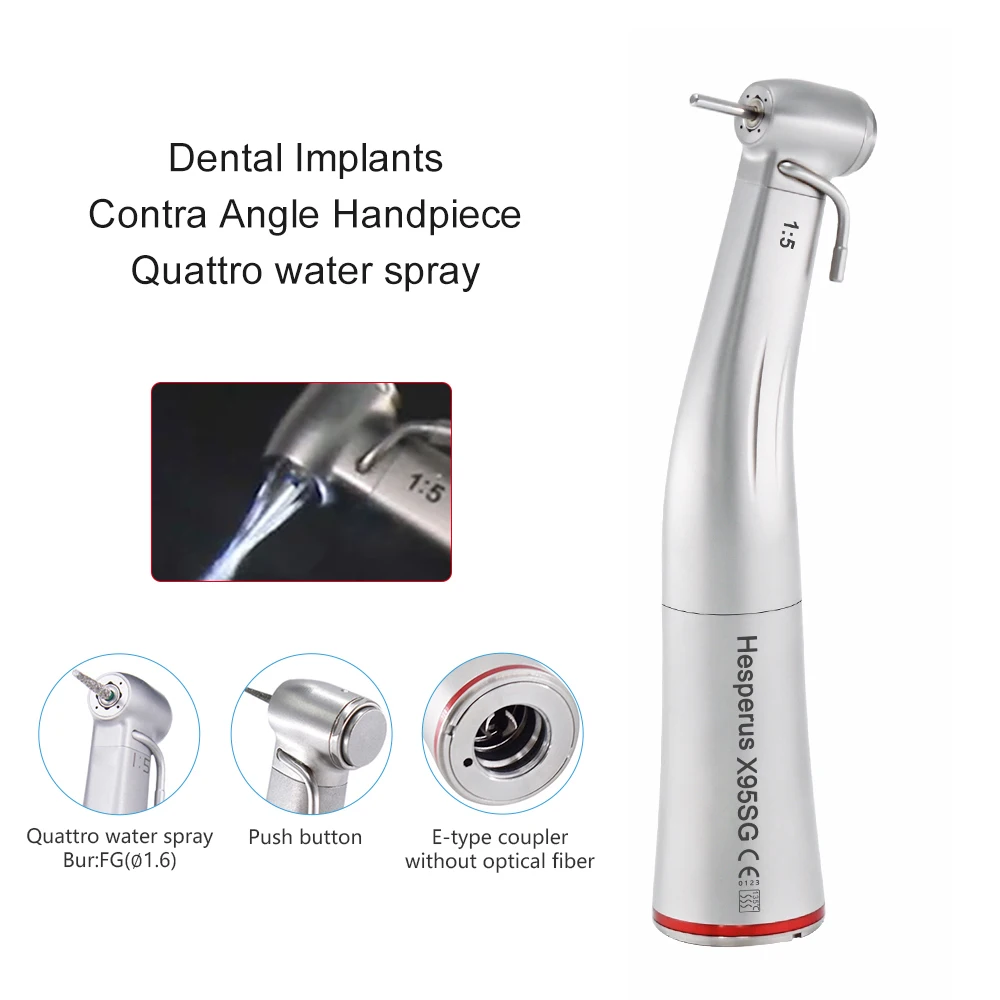 Den  tal Handpiece 1:5 Contra Angle Increase Handpiece Low Speed Teeth Drill With External Irrigation Water For imp lant