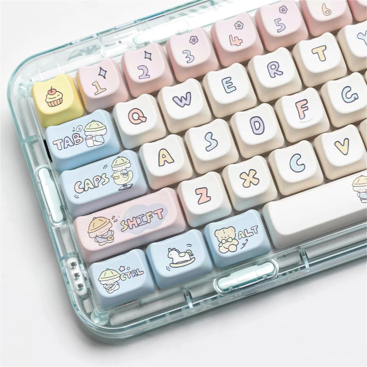 kindergarten puppy keycaps cute cartoon keyboard caps cat ears MAO height heat sublimation suitable for HI75 HI8 99 104 F87