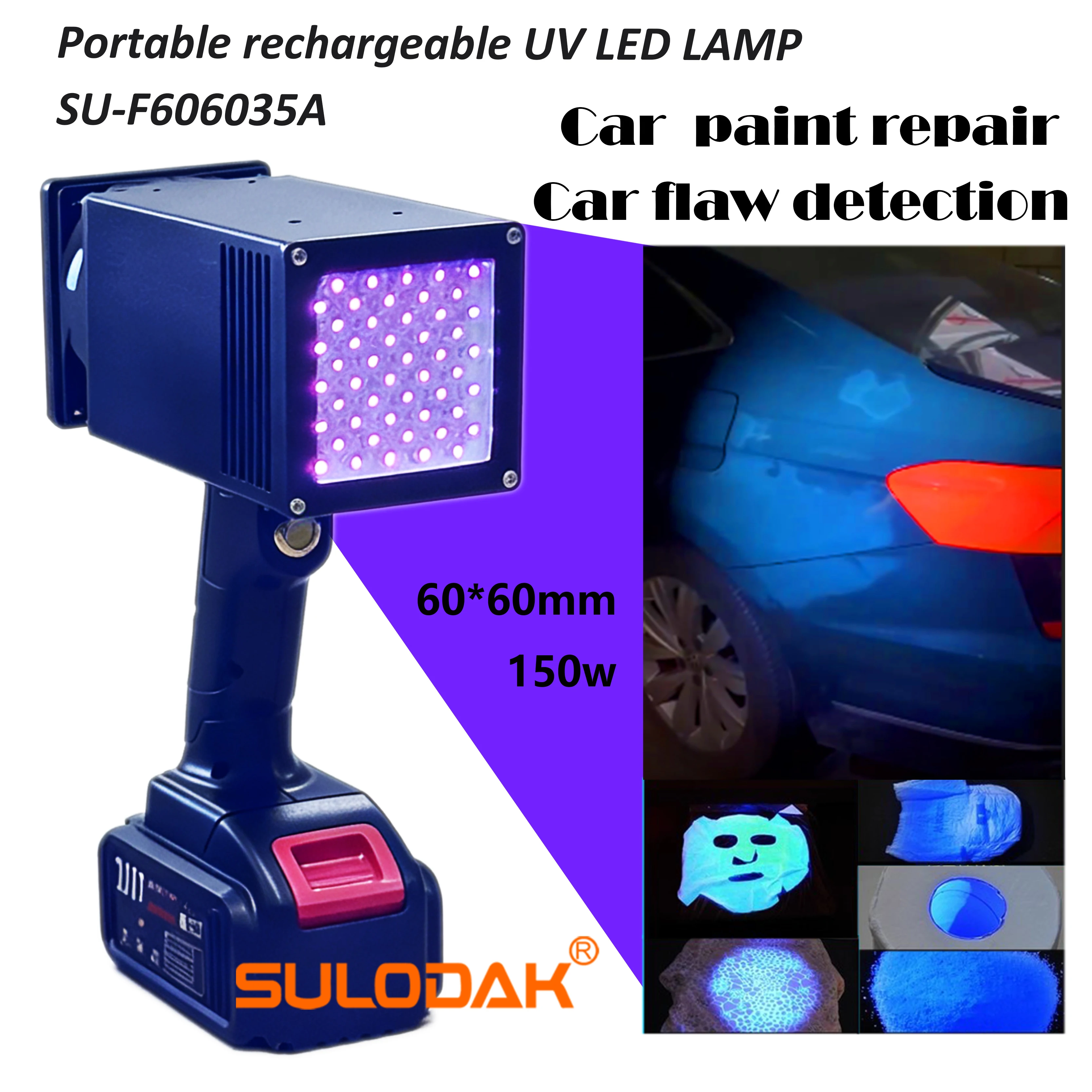 

60*60 Mm Recharge LED Lamp For Car Paint Repair Car Flaw Detection Electronic Glue Ink Invisible Glue Fluorescent Testing