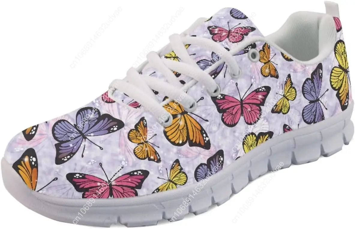 

Rainbow Stripes Print Women Tennis Sneakers Lace-up Walking Training Shoes Non Slip Sports Footwear
