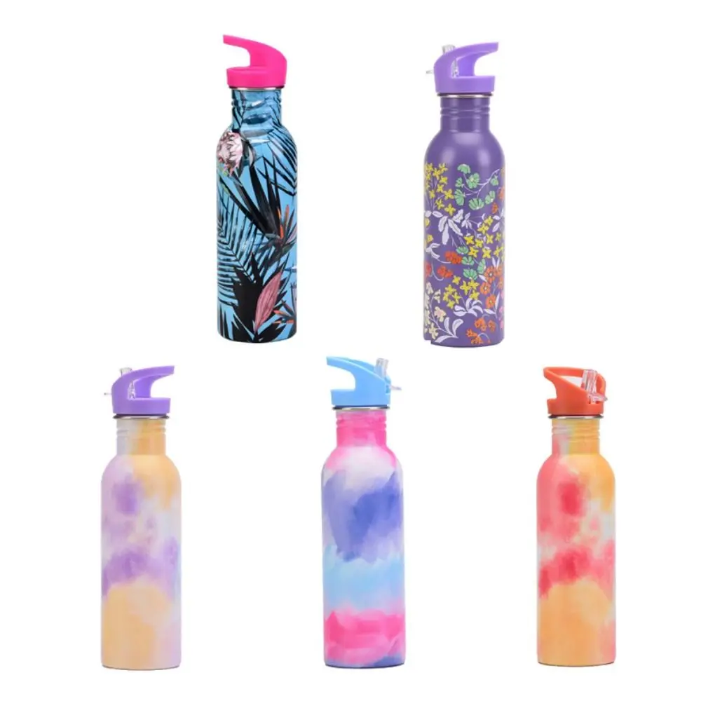 Botella de agua creativa de acero inoxidable de 750ml con pajita, termo portátil, termo aislado a prueba de fugas para acampar