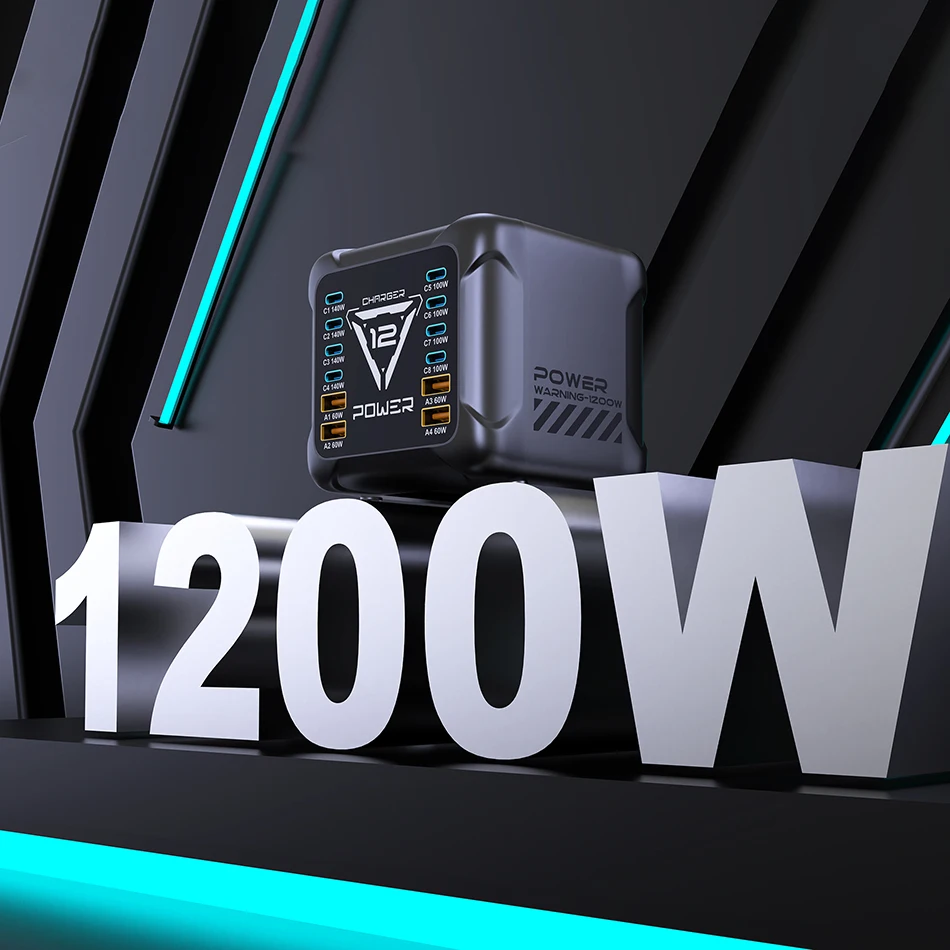 1200W GaN USB Type C Charger 140W 100W PD3.1 PPS QC4.0 Fast Charging Station For MacBook Laptop iPad Tablet iPhone 17 16 Samsung