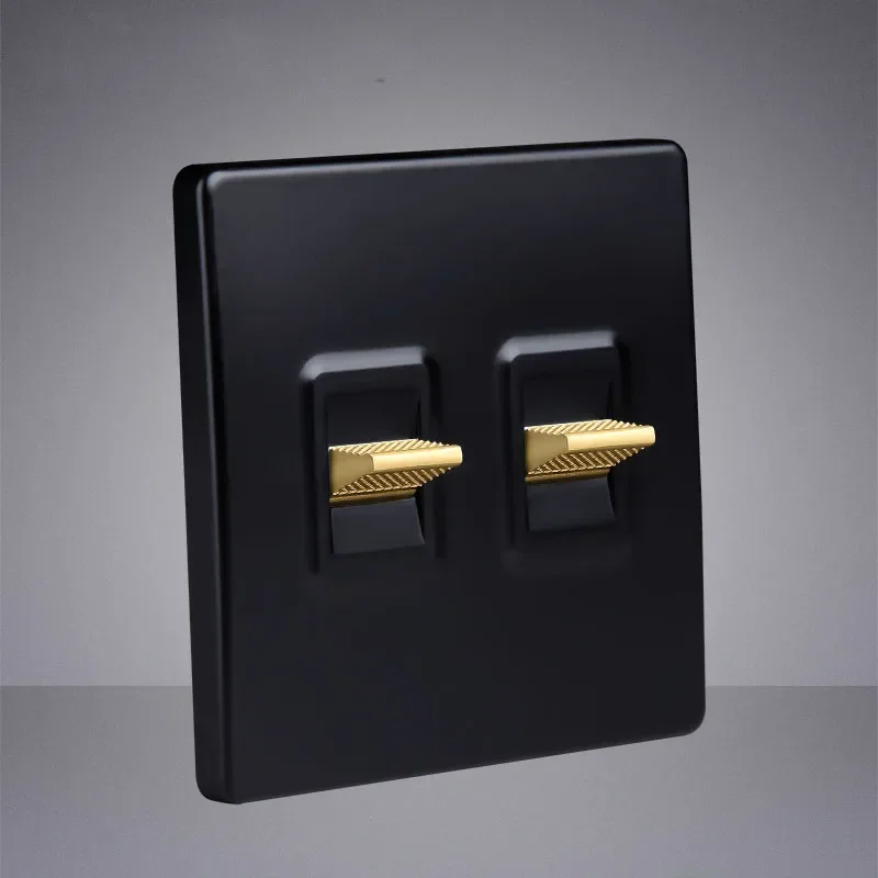 Retro Toggle Switch Brass Lever Light Switch 1 2 3 4 Gang 2 Way Wall Power Switch PC Panel Wall Socket