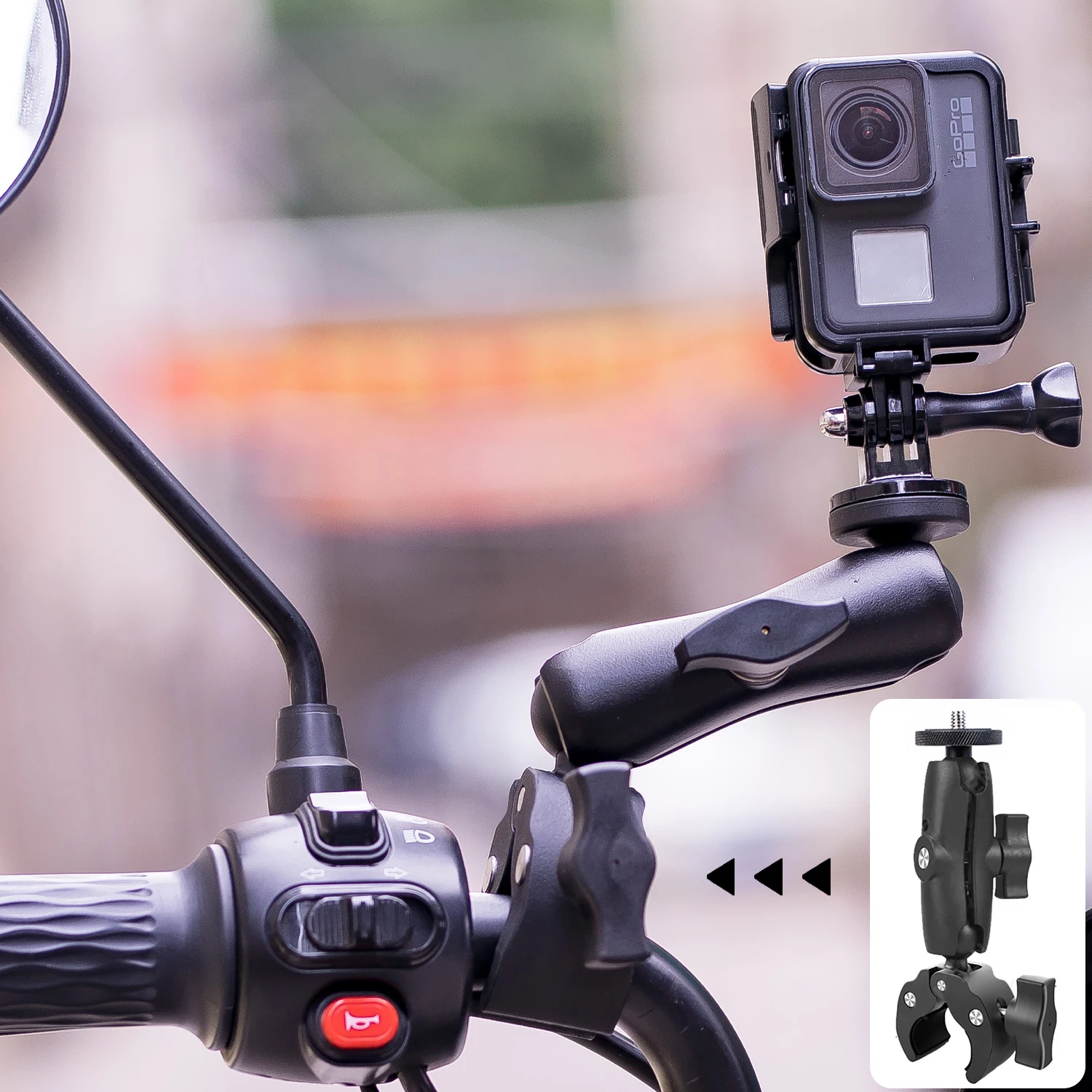 TUYU Motorcycle Bike Invisible Selfie Stick Monopod Handlebar Mount Bracket for GoPro Max Hero 11 Insta360 One X2 X3 Accessories