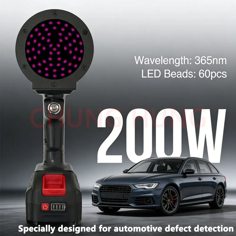 

200W Rechargeable UV LED Curing Lamp for Automotive Paint Scratch Detection Atomic Ash Putty Testing Special Lamp 5200mAh