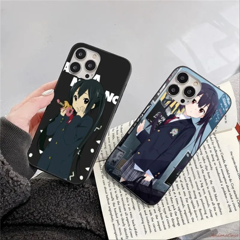 K-ON Nakano Azusa Phone Case for iPhone 14 13 12 11 XS X 8 7 6 Plus Mini Pro Max SE 2022 Black Soft Phone Cover Funda