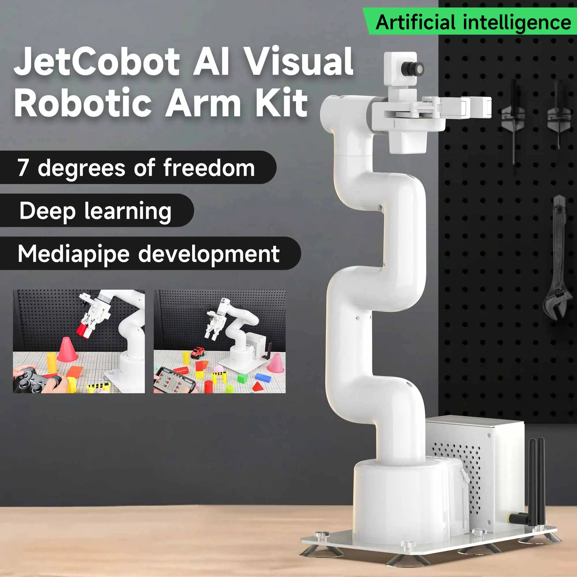 7 DOF Robotic Arm Jetson NANO ROS Robot AI Visual Recognition  Collaborative Desktop Flexible Robotic Movelt Simulation Control