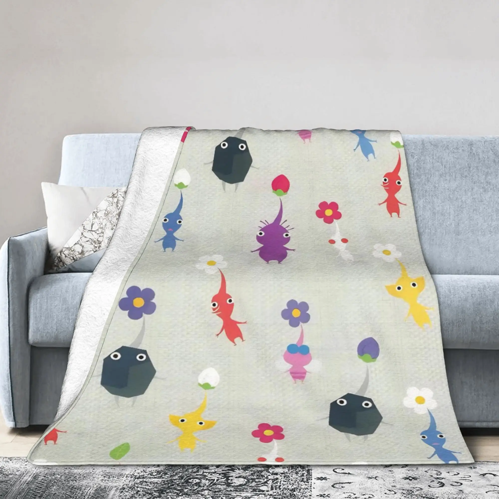 Pikmins Family Cute Fun Blanket Game Anime Flannel Warm Bedding Throw Blankets for Coverlet Winter Car Lightweight