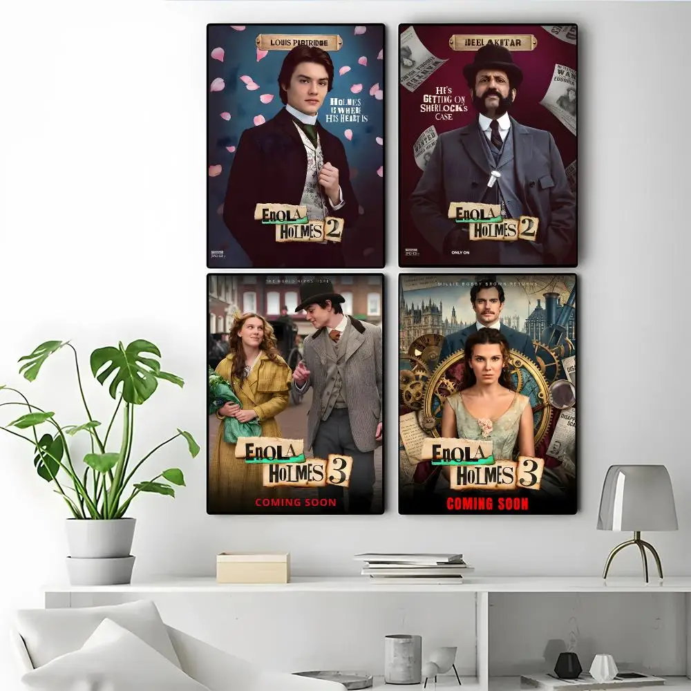 Movie Enola Holmes Poster Poster Self-adhesive Art Waterproof Paper Sticker Coffee House Bar Room Wall Decor