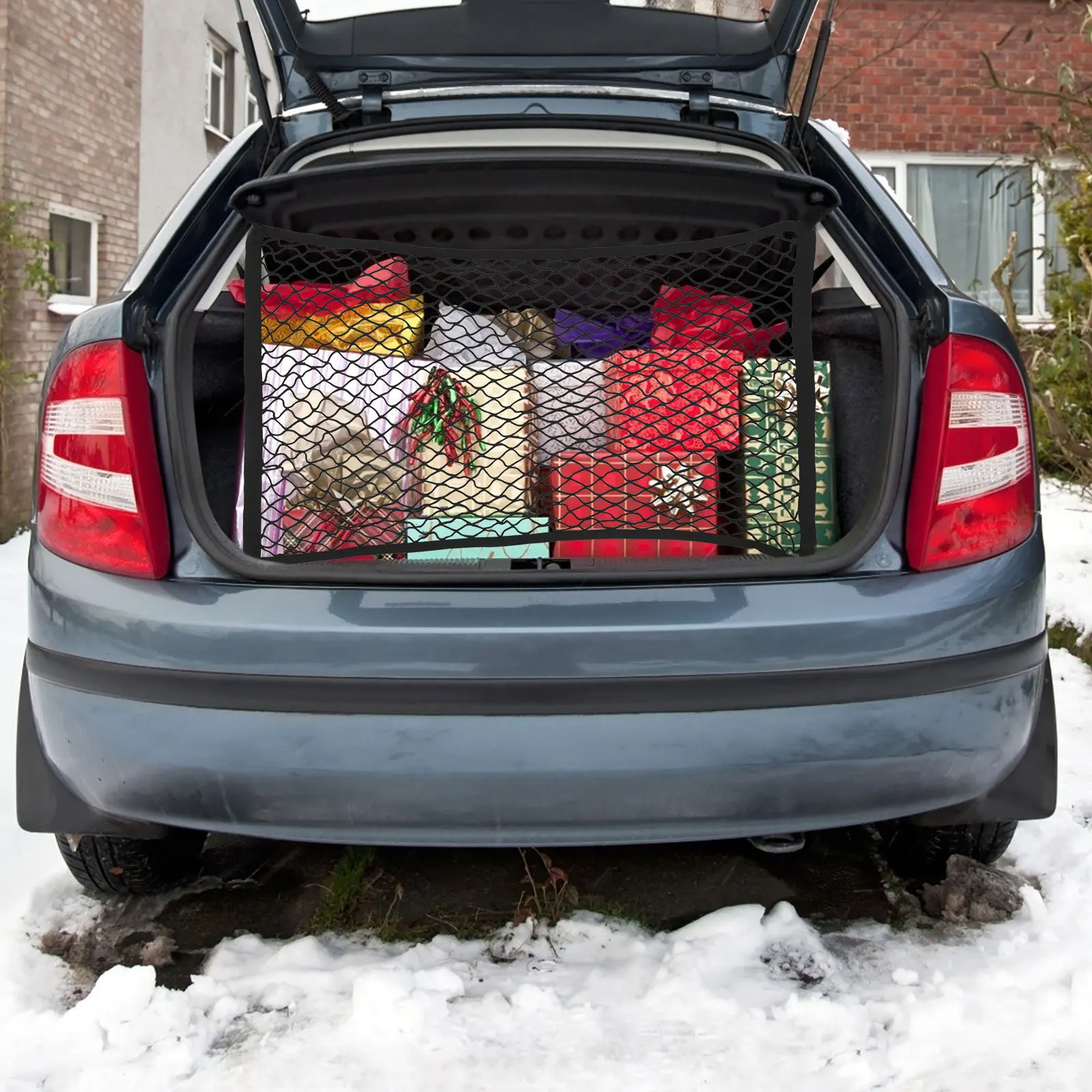 

Cars Rear Cargo Trunk Storage Net Organizer Cargo Fixed Net Mounting Kit for Hatchback Vehicle Trunk Organizer