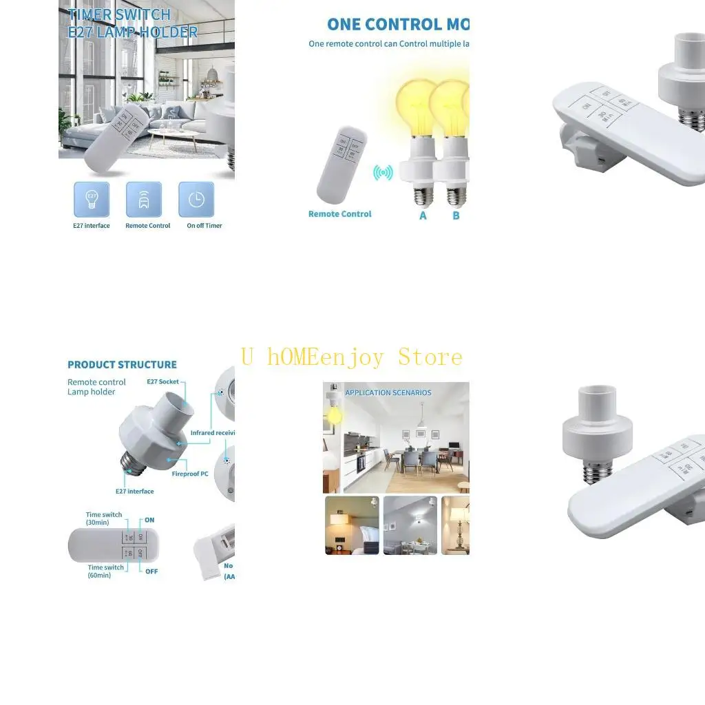 B0KF Wireless E27 Screw Socket Build In Timer & Safety Defense for Small Lighting
