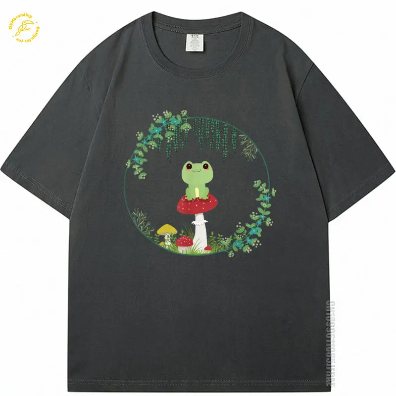 

Cottagecore Aesthetic Kawaii Frog Goblincore Cute Mushroom Men T-Shirt China Online Store Brazil Oversized T Shirts Unique