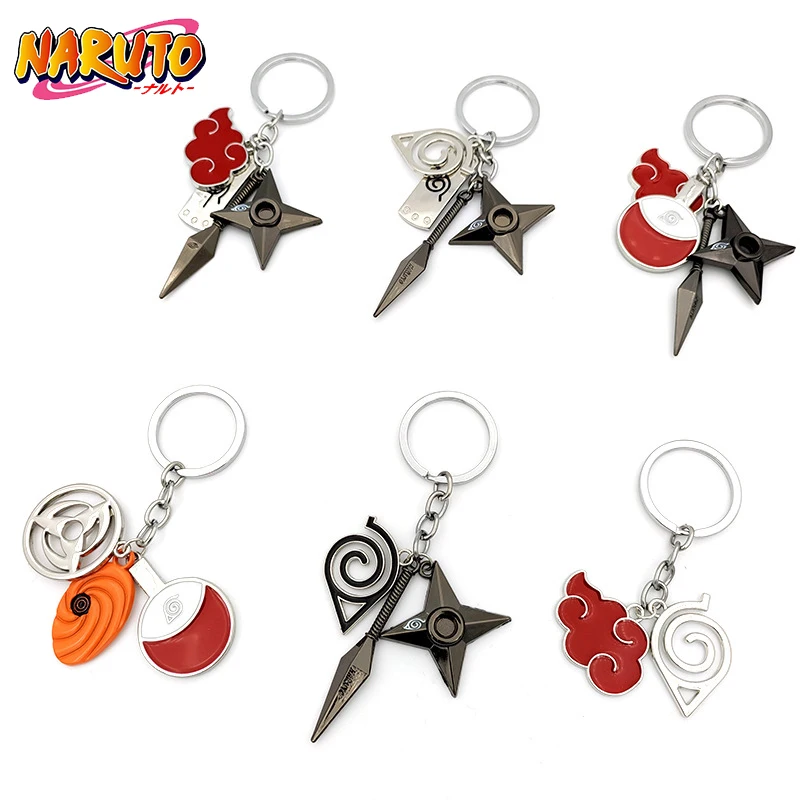 

Anime Naruto Keychain Toy Kunai Shuriken Konoha Ninja Car Backpack Xiao Organization Red Cloud Keychain Accessorie Birthday Gift