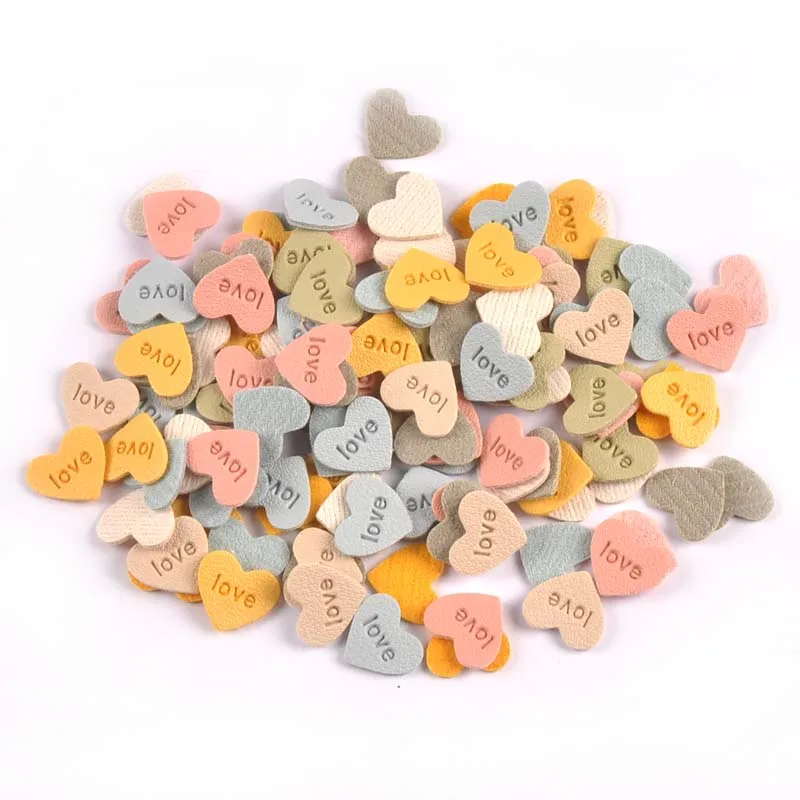 50Pcs 15x13mm Love Heart PU Fiber Leather Labels Embossed Tags DIY Flag Label For Garment Sewing Accessories cp3703