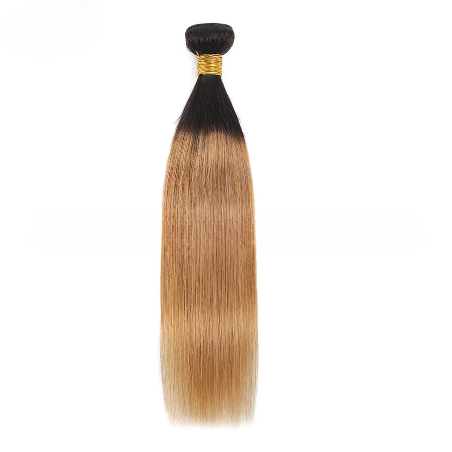 12-26 pollici 1 b27 Ombre biondo brasiliano Remy fasci di capelli umani lisci 100 g/pz estensioni dei capelli a doppia trama per la testa piena