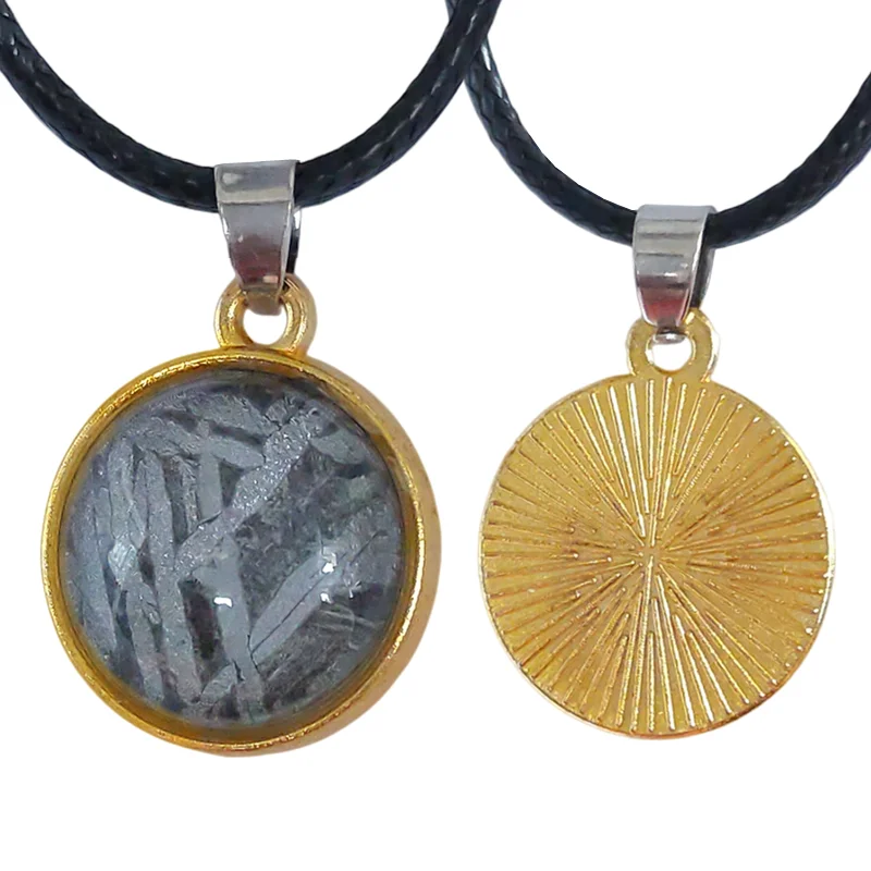 Natural Meteorite Material Pendant Muonionalusta Sky Iron Inlaid Meteorite Necklace Jewelry Iron Meteorite Specimen