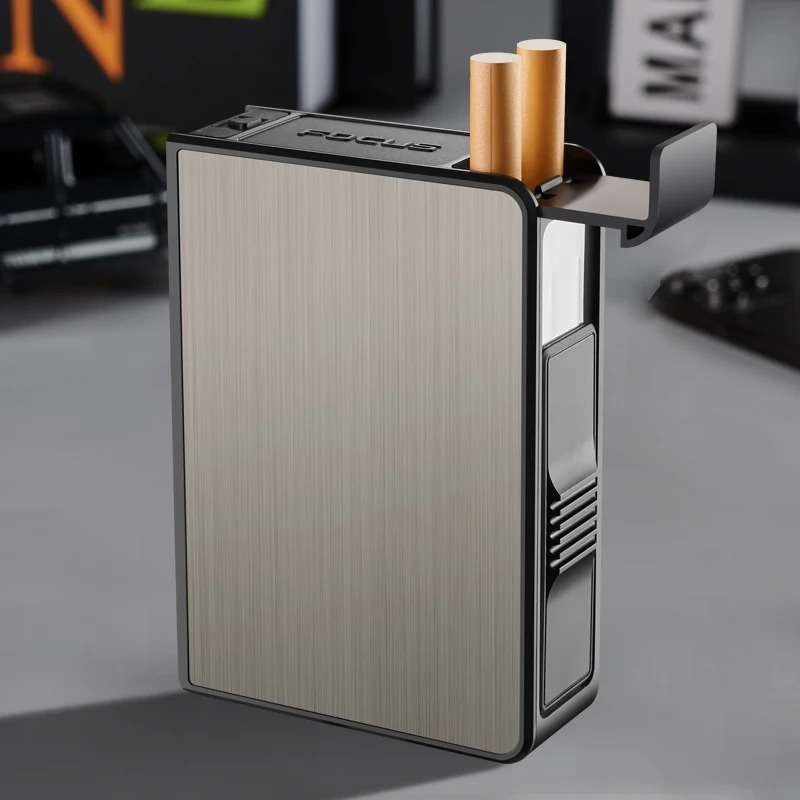 Focus Brand Cigarette Case Aluminum 20 Sticks Automatic Cigarette Case Creative Men's Portable Cigarette Metal Storage Box