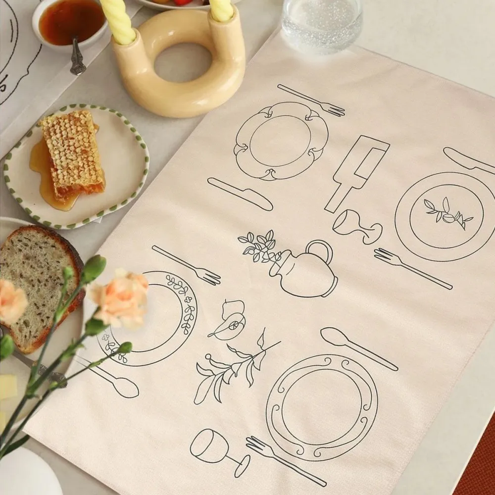 VIKAMA Creative Sketch Linen Tablecloth, Waterproof Indoor-Style Table Cover, Modern Picnic Cloth Coffee Table Cover tablecloth