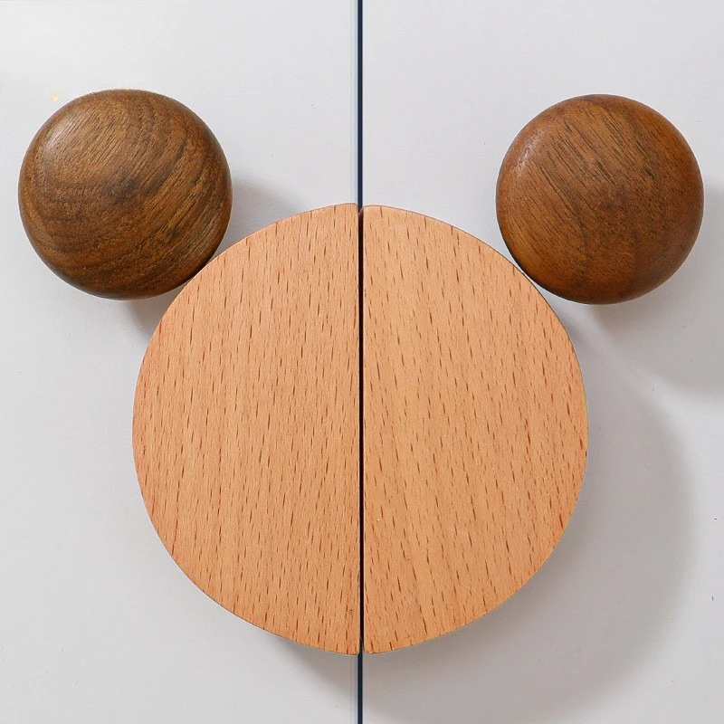 มือจับตู้ไม้ทรงครึ่งวงกลมสไตล์นอร์ดิก ลูกบิดลิ้นชัก มือจับตู้เสื้อผ้า อุปกรณ์ฮาร์ดแวร์สำหรับเฟอร์นิเจอร์ห้องเด็ก มือจับประตู