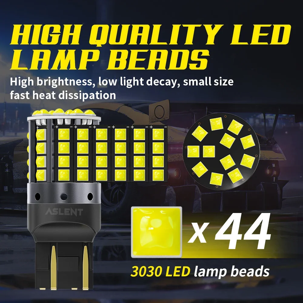 Luces LED superbrillantes para coche, lámparas de señal de giro Canbus, blanco, 12V, 7440 W21W WY21W T20 7443 W21/5W, BA15S P21W BAU15S PY21W P21/5W, 2 unidades